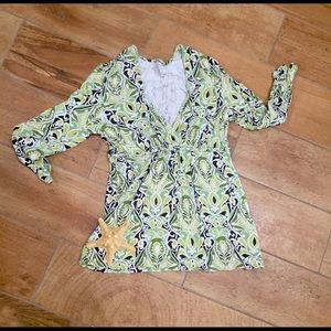 Blouse green print size M